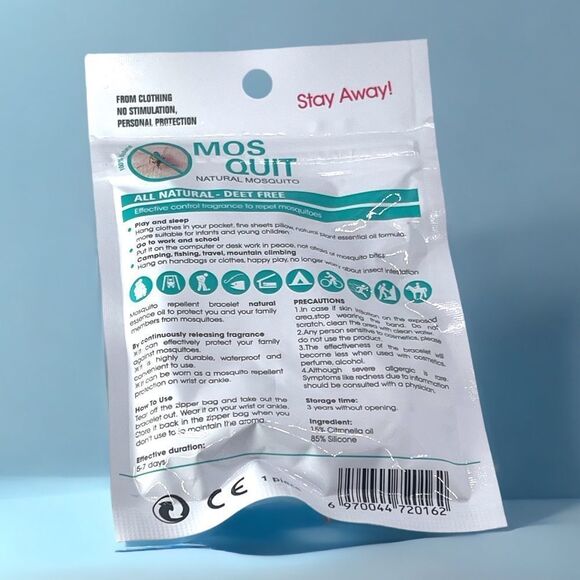 NWT Mos Quit Mosquito Repellent Bracelets - 2 pack - Picture 2 of 2